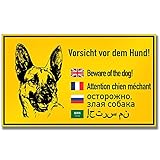 Schild Vorsicht Hund Hinweisschild inkl. 4 Lochbohrungen | 25x15cm | stabile Aluminium Verbundplatte (Vorsicht Hund (25x15cm))